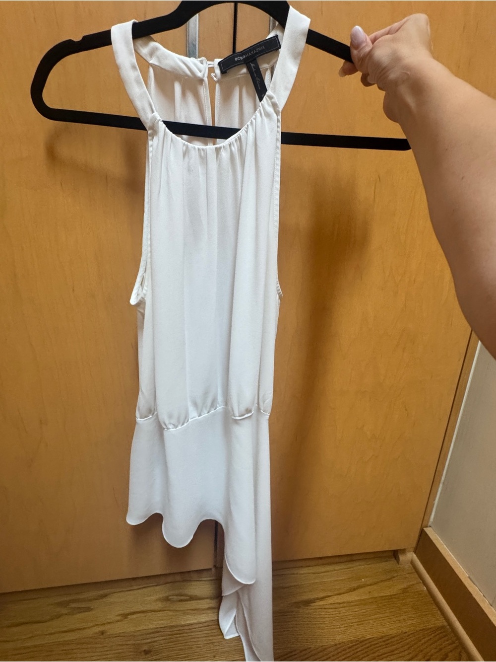BCBGMaxAzria Ivory High-Low Halter top